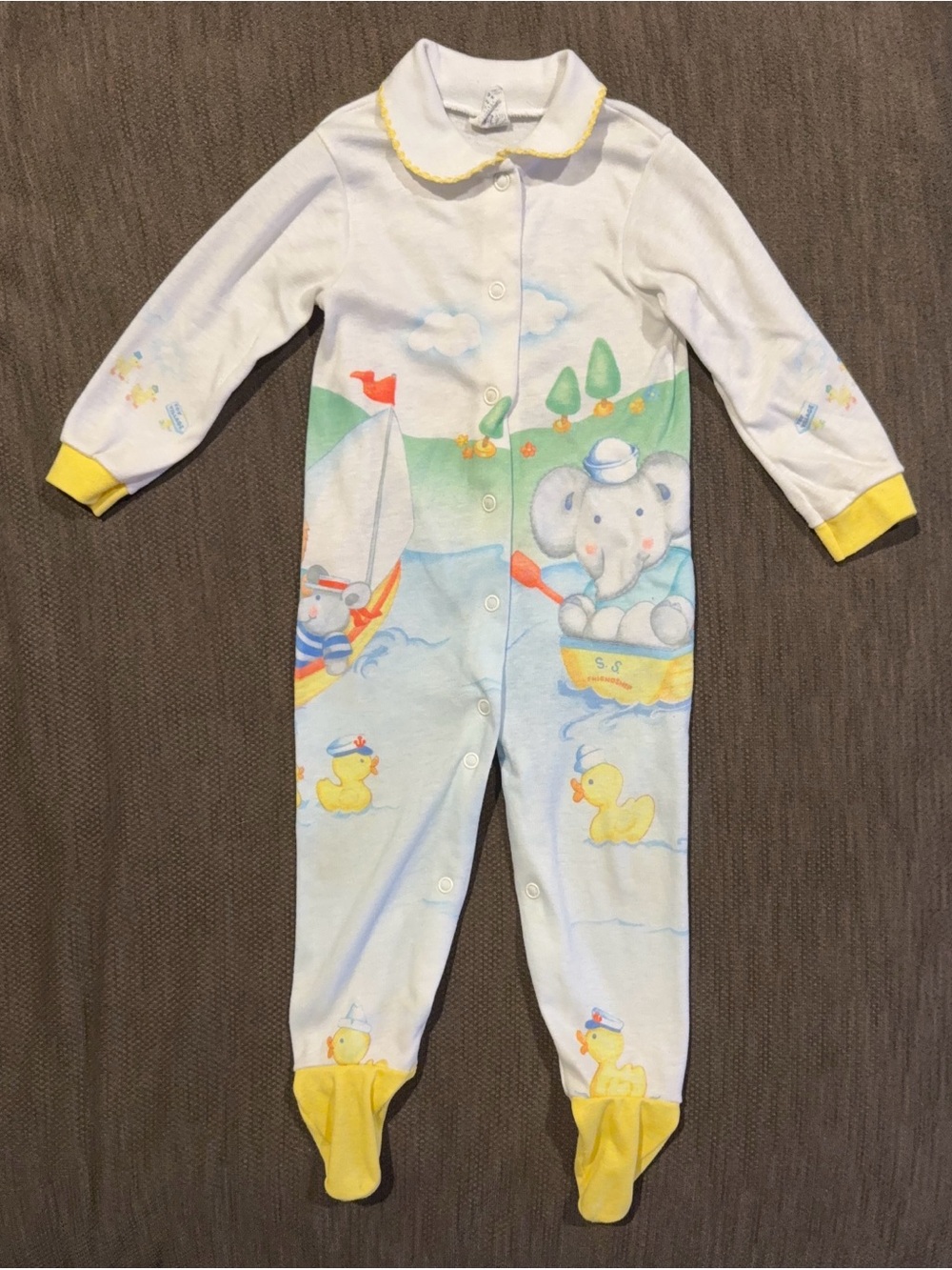 Vintage Carter's Nautical Animal Footed One-Piece Made in USA Size L